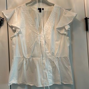 JCrew Flutter Sleeve Poplin Top